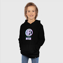 Толстовка детская хлопковая Inter FC в стиле glitch, цвет: черный — фото 2