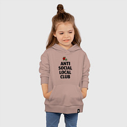 Толстовка детская хлопковая Anti social local club, цвет: пыльно-розовый — фото 2