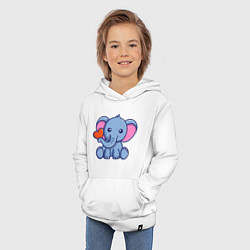 Толстовка детская хлопковая Love Elephant, цвет: белый — фото 2