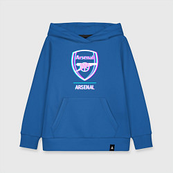 Толстовка детская хлопковая Arsenal FC в стиле glitch, цвет: синий