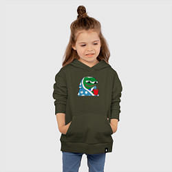 Толстовка детская хлопковая Frog Pepe мем, цвет: хаки — фото 2