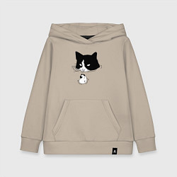 Детская толстовка-худи Кот сидит в воде и сторожит утёнка