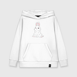 Детская толстовка-худи Милый белый зайчик с сердечками