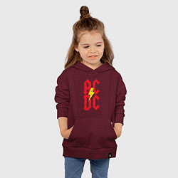 Толстовка детская хлопковая AC DC logo, цвет: меланж-бордовый — фото 2