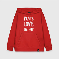 Толстовка детская хлопковая Мир - любовь - хип хоп, цвет: красный