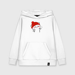 Толстовка детская хлопковая Игра в снежки - белый котик, цвет: белый