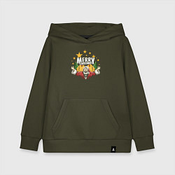 Толстовка детская хлопковая Merry Christmas Santa, цвет: хаки