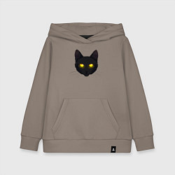 Детская толстовка-худи Черный кот с сияющим взглядом