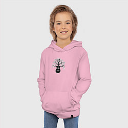 Толстовка детская хлопковая Разросшееся дерево гитара с музыкальными нотами, цвет: светло-розовый — фото 2