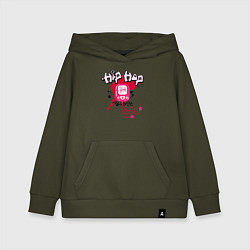 Толстовка детская хлопковая Граффити хип-хоп плеер с наушниками, цвет: хаки