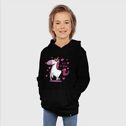 Толстовка детская хлопковая Girl unicorn, цвет: черный — фото 2
