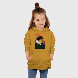 Толстовка детская хлопковая Кот Ван Гога портрет с отрезанным ухом - пародия, цвет: горчичный — фото 2