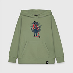 Детская толстовка-худи Мальчик на самокате в противогазе