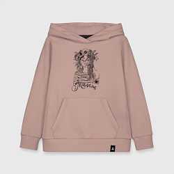Толстовка детская хлопковая Милана в венке из летних цветов, цвет: пыльно-розовый
