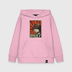 Толстовка детская хлопковая Obey frog, цвет: светло-розовый