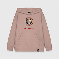 Толстовка детская хлопковая Медведь в рамке Wild Bear, цвет: пыльно-розовый