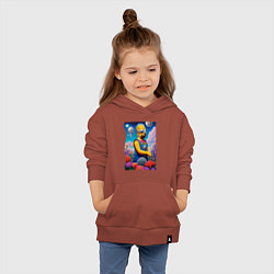 Толстовка детская хлопковая Гомер Симпсон в будущем - нейросеть, цвет: кирпичный — фото 2
