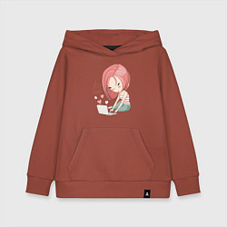 Детская толстовка-худи Мечтательная девочка с ноутбуком рисунок