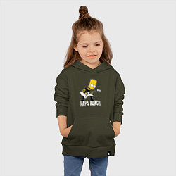 Толстовка детская хлопковая Papa Roach Барт Симпсон рокер, цвет: хаки — фото 2