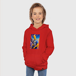 Толстовка детская хлопковая Подросший Барт Симпсон - фантазия - нейросеть, цвет: красный — фото 2