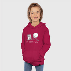 Толстовка детская хлопковая Why doesnt it work, цвет: маджента — фото 2