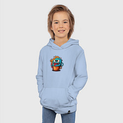 Толстовка детская хлопковая Пушистый монстр в кофе, цвет: мягкое небо — фото 2