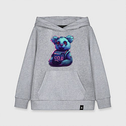 Детская толстовка-худи Техно-коала в неоновом свете