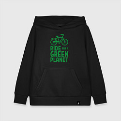 Толстовка детская хлопковая Ride for a green planet, цвет: черный