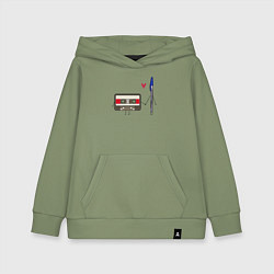 Толстовка детская хлопковая Кассета и ручка, цвет: авокадо