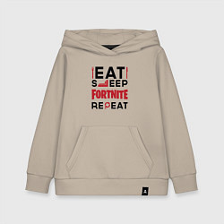 Детская толстовка-худи Надпись: eat sleep Fortnite repeat