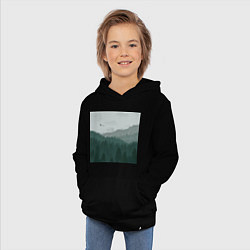 Толстовка детская хлопковая Туманные холмы и лес, цвет: черный — фото 2