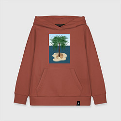 Детская толстовка-худи Кот под пальмой на острове