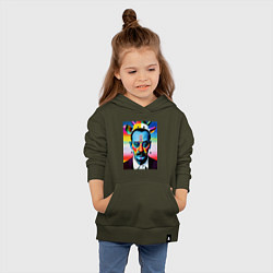Толстовка детская хлопковая Salvador Dali - pop art - neural network, цвет: хаки — фото 2