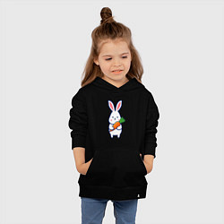 Толстовка детская хлопковая Милый заяц с морковью, цвет: черный — фото 2