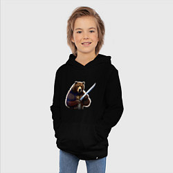 Толстовка детская хлопковая Медведь берсерк, цвет: черный — фото 2