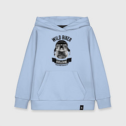Детская толстовка-худи Бегемот дикий байкер
