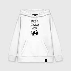 Толстовка детская хлопковая Keep calm and judo, цвет: белый