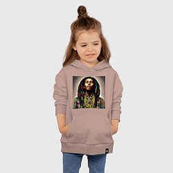 Толстовка детская хлопковая Боб Марли в кислотном мундире, цвет: пыльно-розовый — фото 2