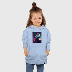 Толстовка детская хлопковая Музыкальная сова - нейросеть, цвет: мягкое небо — фото 2