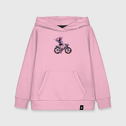 Толстовка детская хлопковая Девушка с котом на велосипеде, цвет: светло-розовый