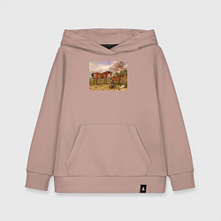 Детская толстовка-худи Две лошади и две собаки