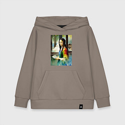 Детская толстовка-худи Мона Лиза в библиотеке - нейросеть - акварель
