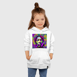 Толстовка детская хлопковая Jimi Hendrix in color Glitch Art, цвет: белый — фото 2