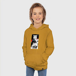 Толстовка детская хлопковая Волчара в мегаполисе - нейроарт, цвет: горчичный — фото 2