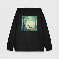 Толстовка детская хлопковая Рыжая лисичка в лесу, цвет: черный
