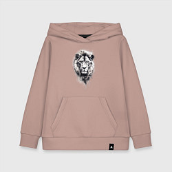 Детская толстовка-худи Голова льва рисунок карандашом