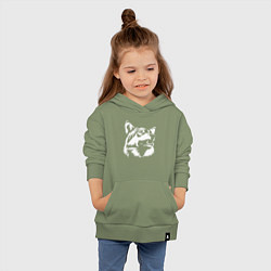 Толстовка детская хлопковая Голова волка Wolf head, цвет: авокадо — фото 2