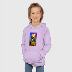 Толстовка детская хлопковая Fox girl - fashionista - pop art, цвет: лаванда — фото 2