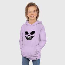 Толстовка детская хлопковая Страшный смайл лицо на Хэллоуин, цвет: лаванда — фото 2