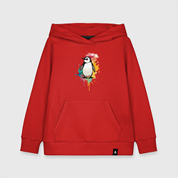 Толстовка детская хлопковая Красочный пингвин, цвет: красный